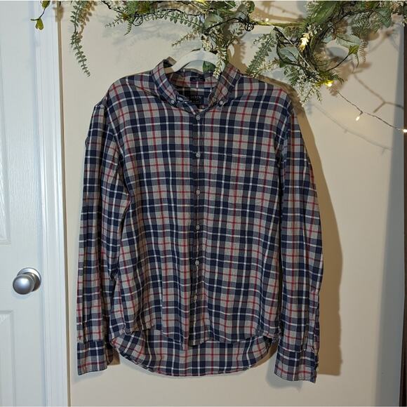J. Crew Plaid Button Up Slim Untucked Long Sleeve Shirt Fit Size Large - Picture 1 of 6